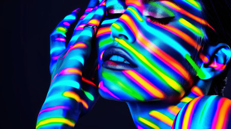 Beautiful girl in neon light.の素材