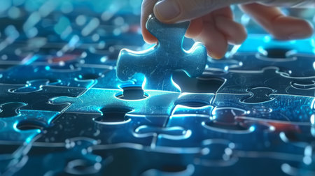 Business strategy, success solution, jigsaw games symbol.の素材