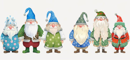 Funny cartoon dwarfs on a white background.の素材