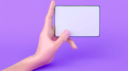 Cartoon character hand with blank card.の素材