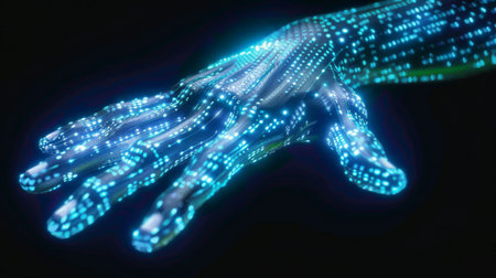 virtual digital hand of Artificial Intelligence (AI).の素材