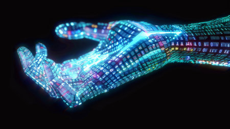 virtual digital hand of Artificial Intelligence (AI).の素材