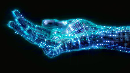 virtual digital hand of Artificial Intelligence (AI).の素材