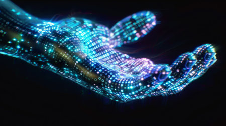 virtual digital hand of Artificial Intelligence (AI).の素材