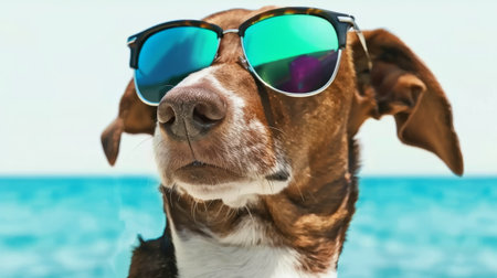 dog with sunglasses.の素材