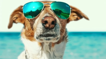 dog with sunglasses.の素材