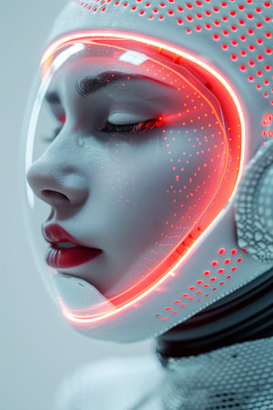 sci fi futuristic female model of droid.の素材