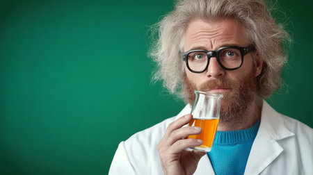 thoughtful crazy minded scientist man.の素材