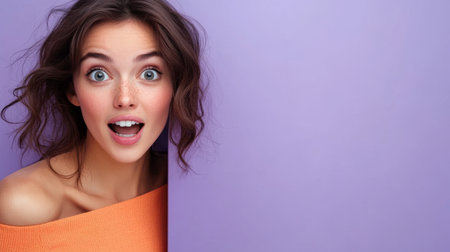 woman holding a blank sign.の素材