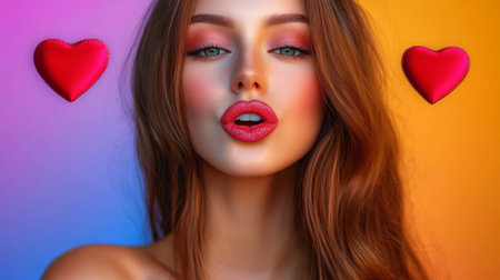 charming flirty girl with pouty lips.の素材