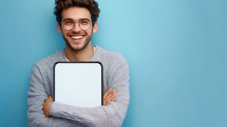 man holding a blank.の素材