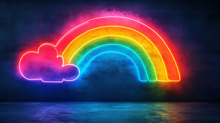 neon rainbow sign.の素材