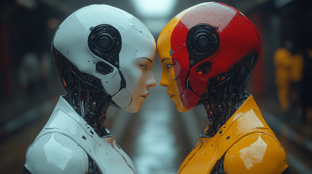 face to face two androids.の素材