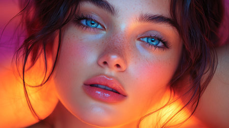 girl with clean glowing skin.の素材