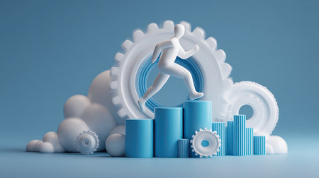 Internet, business, Technology and network concept. Coach motivate to career growth. Personal development, personal and career growth. Potential concepts.の素材