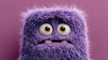 purple cartoon hairy monster.の素材