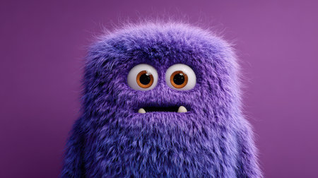 purple cartoon hairy monster.の素材
