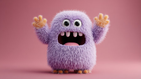 purple cartoon hairy monster.の素材