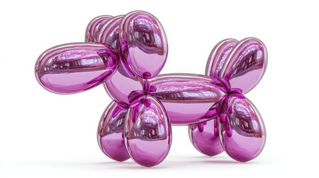Vivid purple balloon dog on white.の素材