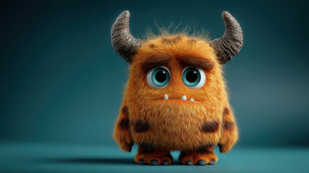 happy cartoon purple monster.の素材