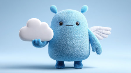 balloon-like sky blue alien.の素材