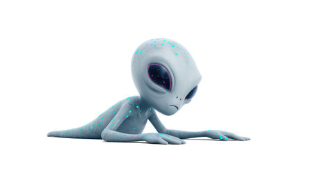3D rendering of a little alien isolated on a white background.の素材
