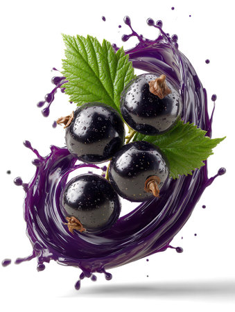 blackcurrant in juice splash.の素材