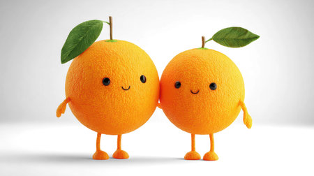 Fun orange character on white background.の素材