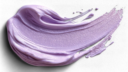 Soft lilac facial cream smear on a white background. Transparent background.の素材