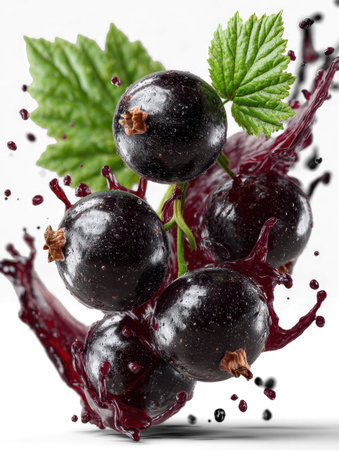 blackcurrant in juice splash.の素材