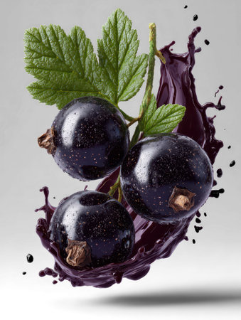 blackcurrant in juice splash.の素材