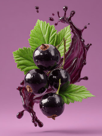 blackcurrant in juice splash.の素材