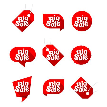 Set of design elements for big sale, red, vectorのイラスト素材
