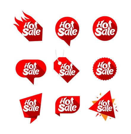 Set of design elements for hot sale, red, vectorのイラスト素材