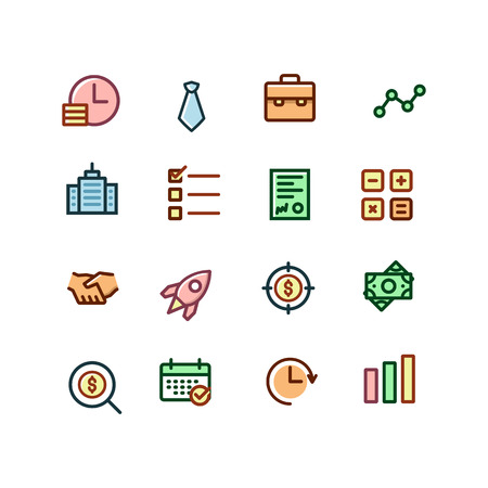 set of icons for business and organizations in the financial, businessman, calculator, growth charts, money, dollarsのイラスト素材