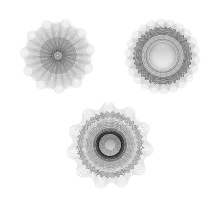 Guilloche elements for certificate, diploma, voucher, currency and money design. Vectorのイラスト素材