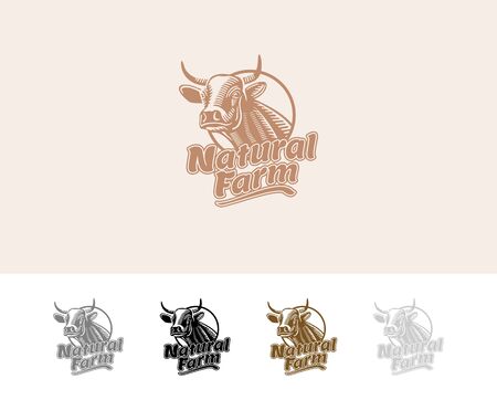 cow natural Farm, vector, icon, illustrationのイラスト素材