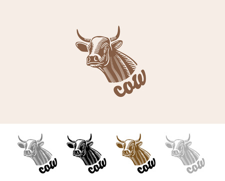 cow head vector gray, black, brownのイラスト素材