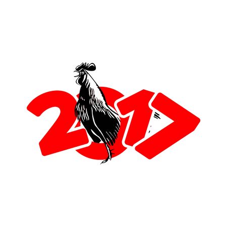 rooster announces the coming of the new year 2017, the new year of the rooster, vectorの写真素材