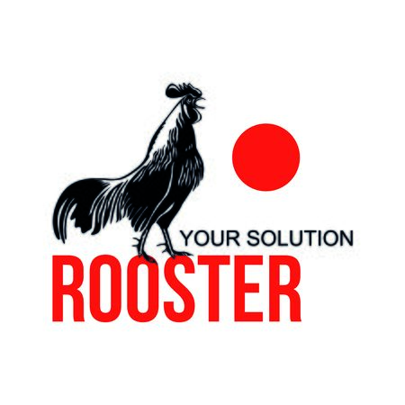 rooster stands and yells at the word rooster, vectorの写真素材