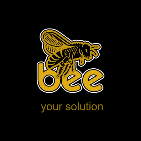 Bee flies above bee. Icon, vector.のイラスト素材