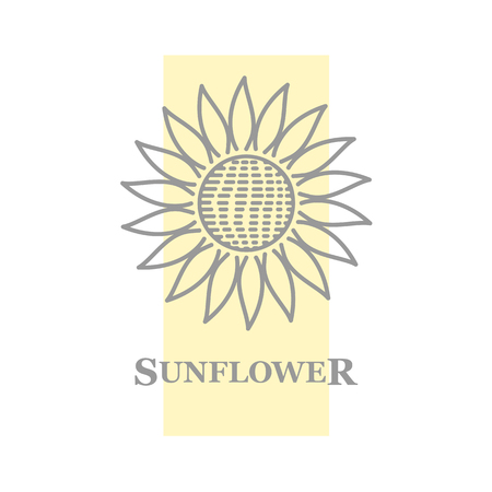 sign sunflower flower yellow rectangle  vectorのイラスト素材