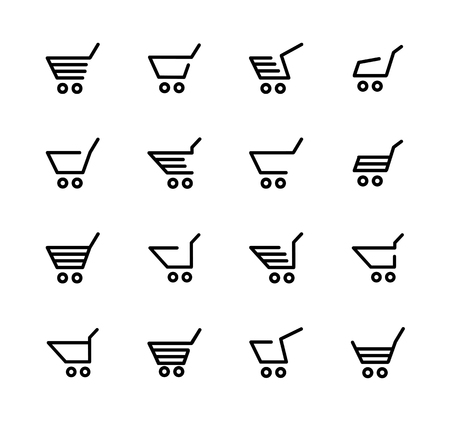 Shopping cart for online stores. Set of icons in vector.のイラスト素材