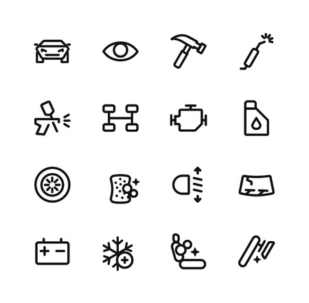 Set of vector icons - services for cars.のイラスト素材