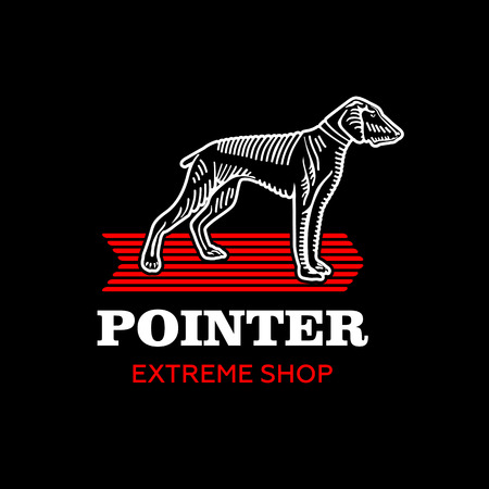 Sign dog on the red arrow for business. Vectorのイラスト素材