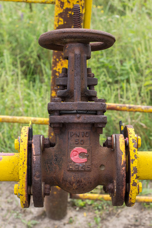 Old rusty gas valve high pressure, illustration, backgroundの写真素材