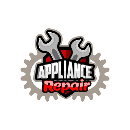 Repair appliances logo red, vector, illustration, background, banner, poster, symbol, badgeのイラスト素材