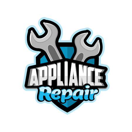 Repair of household appliances logo blue ,vector, illustration, background, banner, poster, symbol, badgeのイラスト素材