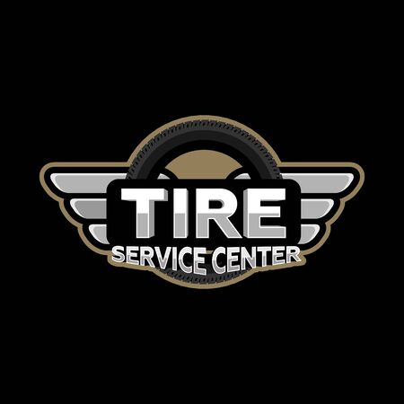 tire service logo black background, vectorのイラスト素材