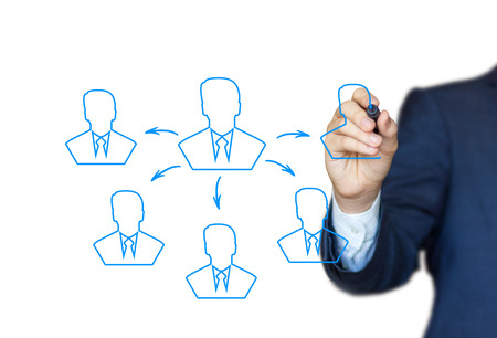 Business man draws social networkの写真素材